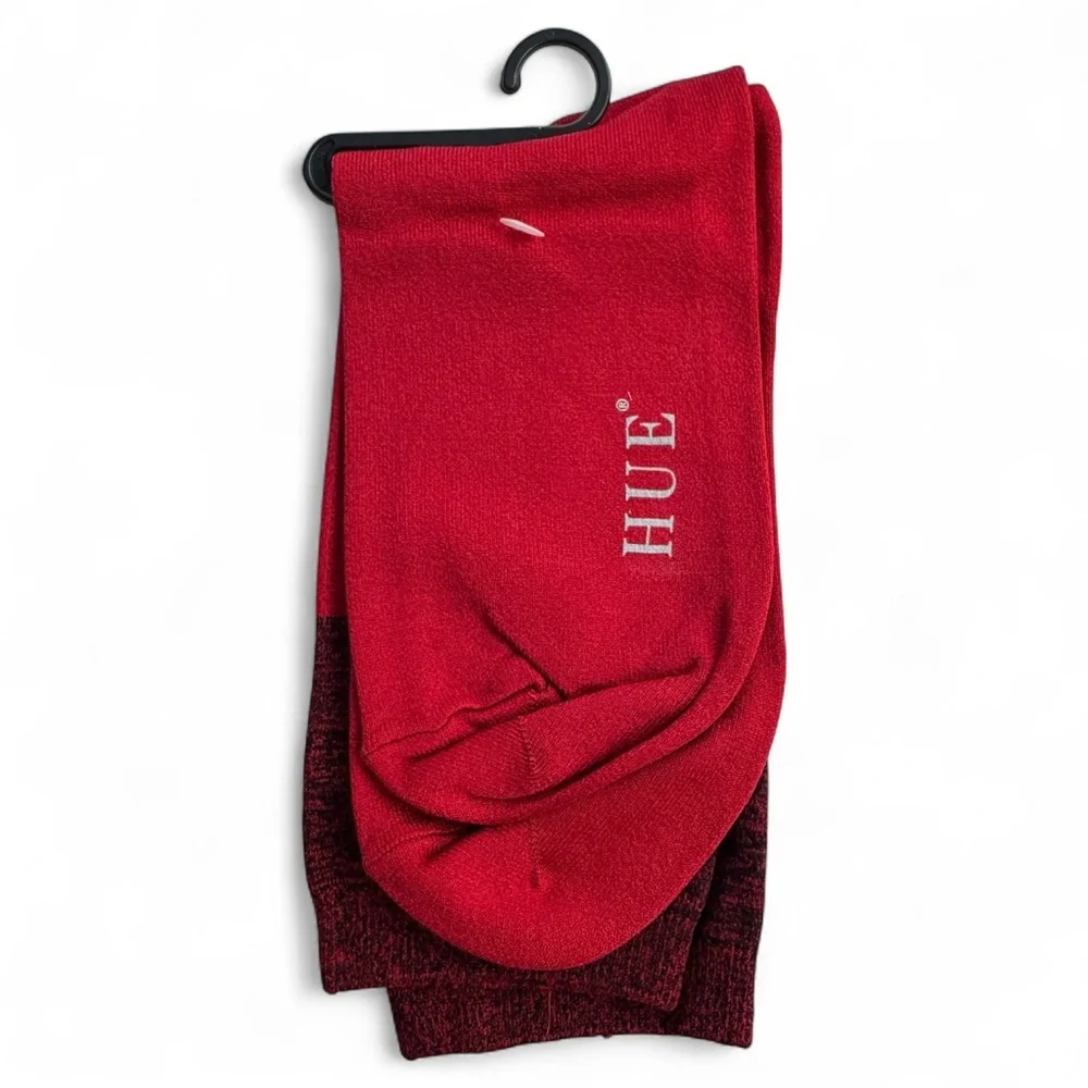 HUE Womens Bodysock Deep Red One Size‎ Fits Most Colorblock New 5 Pairs